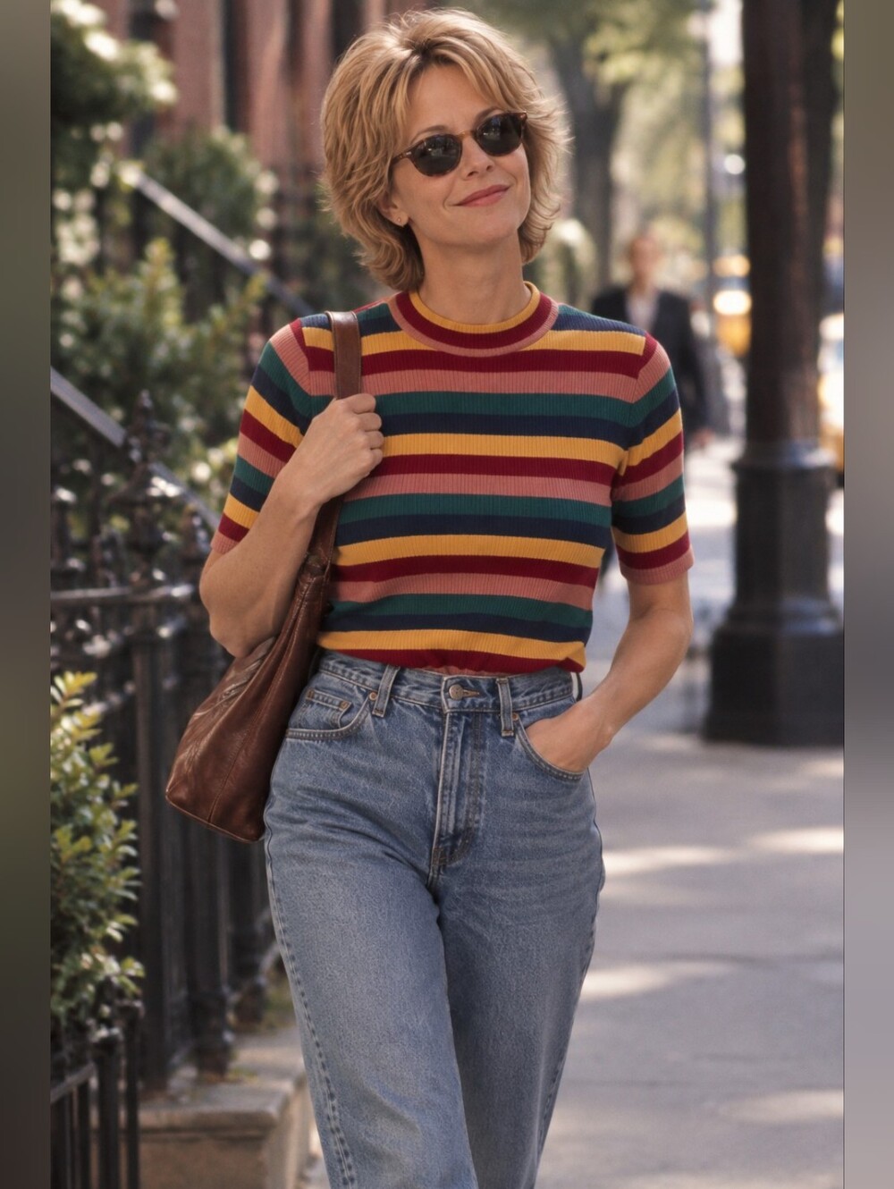 Madewell Multistripe Ribbed Short-Sleeve Tee in Red, Yellow, Green, Navy